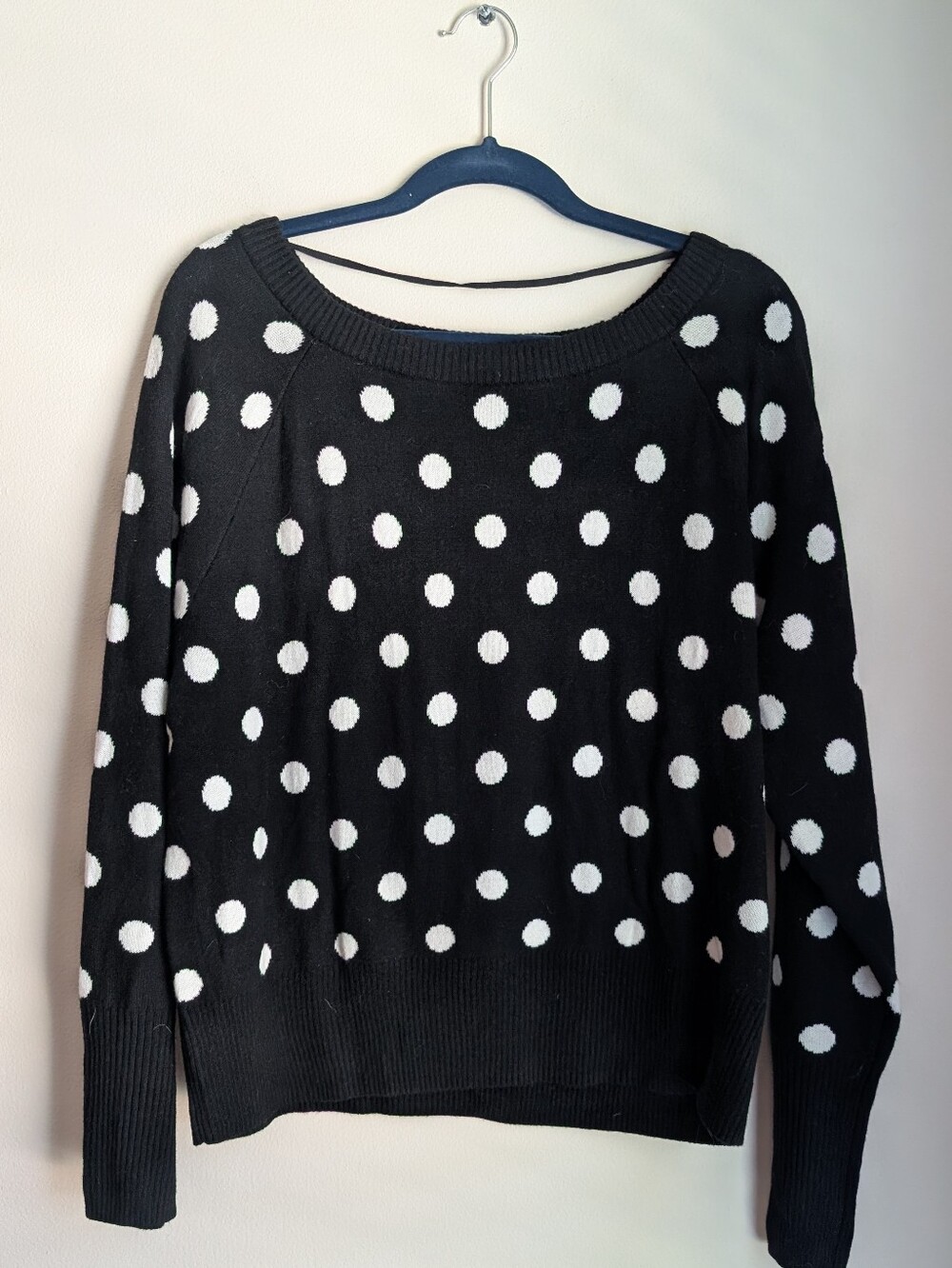 GAP Women's Black Sweater with White Polka Dots